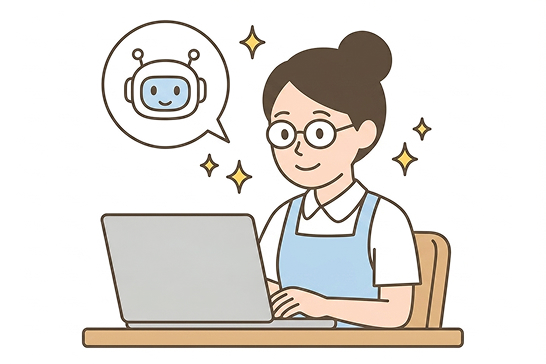 ケアシフのAIアシスタントに、シフトや勤怠の疑問をチャットで質問している様子